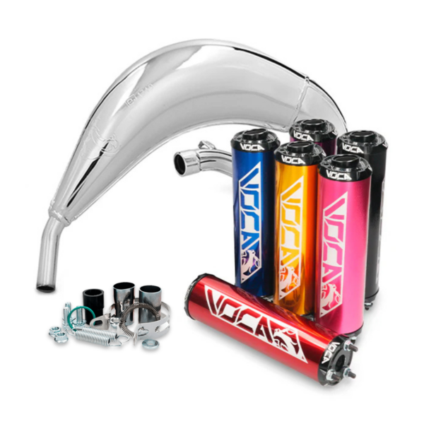 Voca Cross Chromed 50/70cc tehopakoputki + äänenvaimennin, Fantic XE/XM 50 21-＞