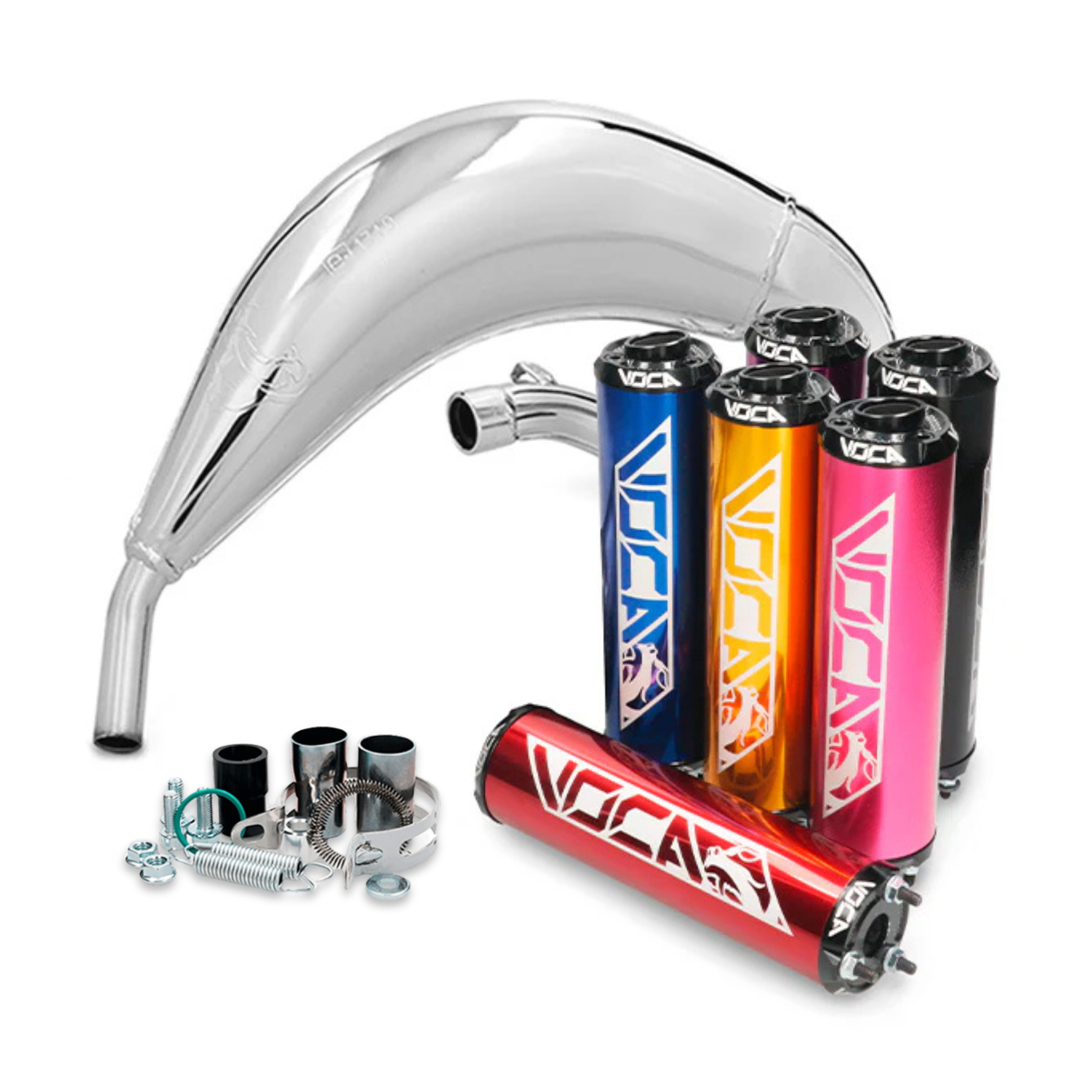 Voca Cross Chromed 50/70cc tehopakoputki + äänenvaimennin, Fantic XE/XM 50 21-> - Kuva 1