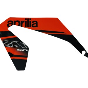 Etukatteen tarra (vasen, puna/musta), Aprilia RX/SX 18-＞