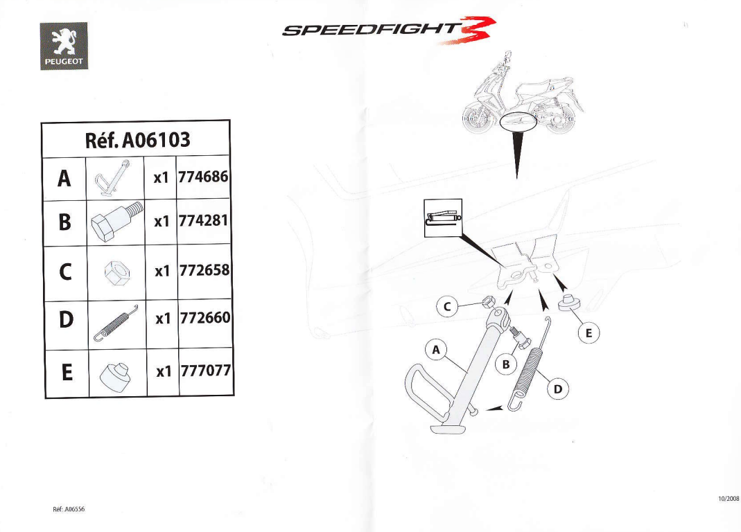 Sivujalka musta, Peugeot Speedfight 3/4 - Kuva 2