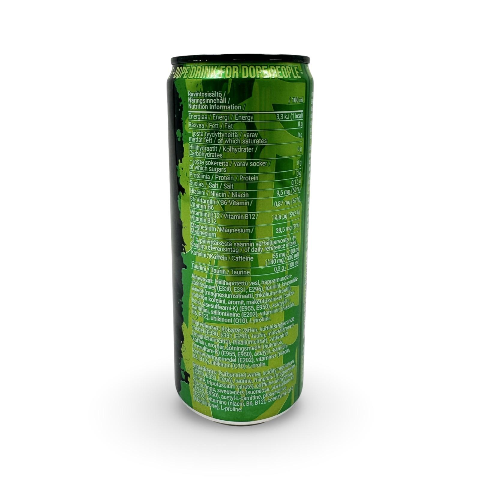 24x DOP3 Energy Drink Sour Apple 330ml - Kuva 3
