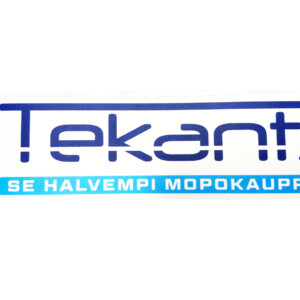 Tekant.fi 1.0 tarra, valko/sini 10cm x 3cm