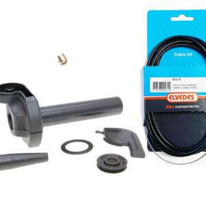 Domino pikakaasukahva 44mm/2.2° + kaasuvaijeri + vaijeriruuvinippa 5.5x6.0mm