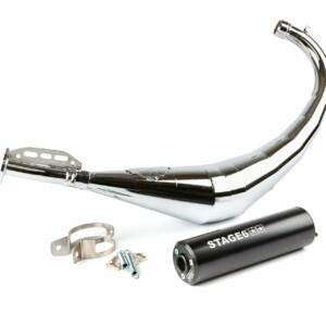 Stage6 Streetrace alakauttainen tehopakoputki kromi + musta äänenvaimennin, Minarelli AM6/Derbi Senda