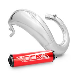 Voca cross chromed 50/70cc tehopakoputki + Punainen äänenvaimennin, Sherco Enduro / Supermotard 14 ->