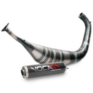 Voca Racing Carbon alakauttainen 70/80cc tehopakoputki, hopea, Minarelli AM6