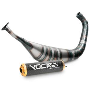 Voca Racing Carbon alakauttainen 70/80cc tehopakoputki, kultainen, Minarelli AM6