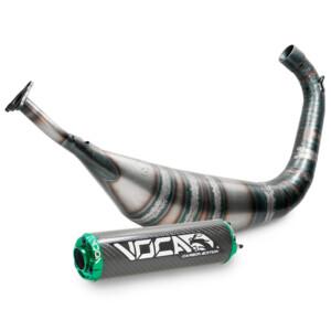 Voca Racing Carbon alakauttainen 70/80cc tehopakoputki, vihreä, Minarelli AM6